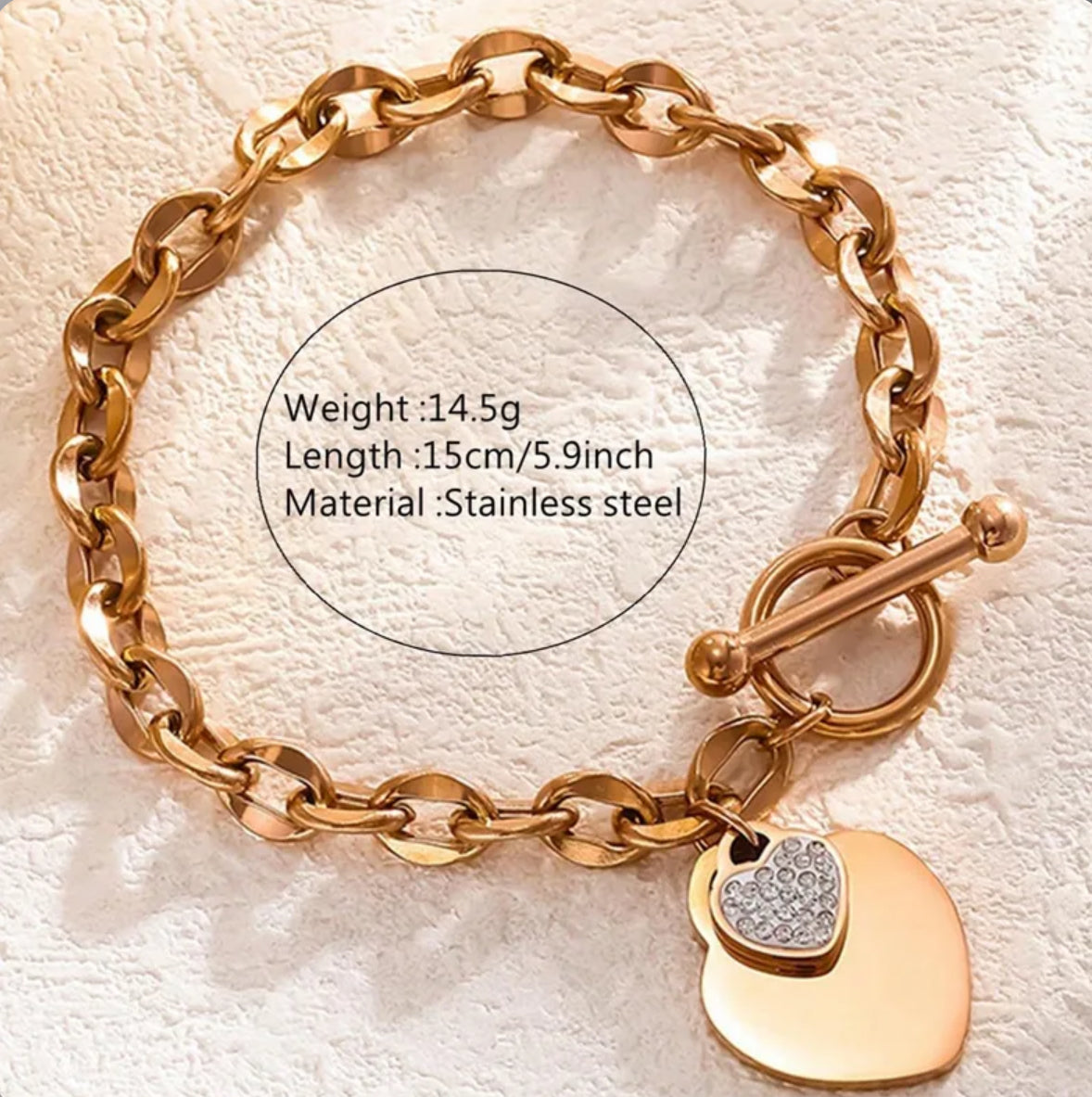 Doppel Herz Charmed Armband mit Strass / Gold und Silber