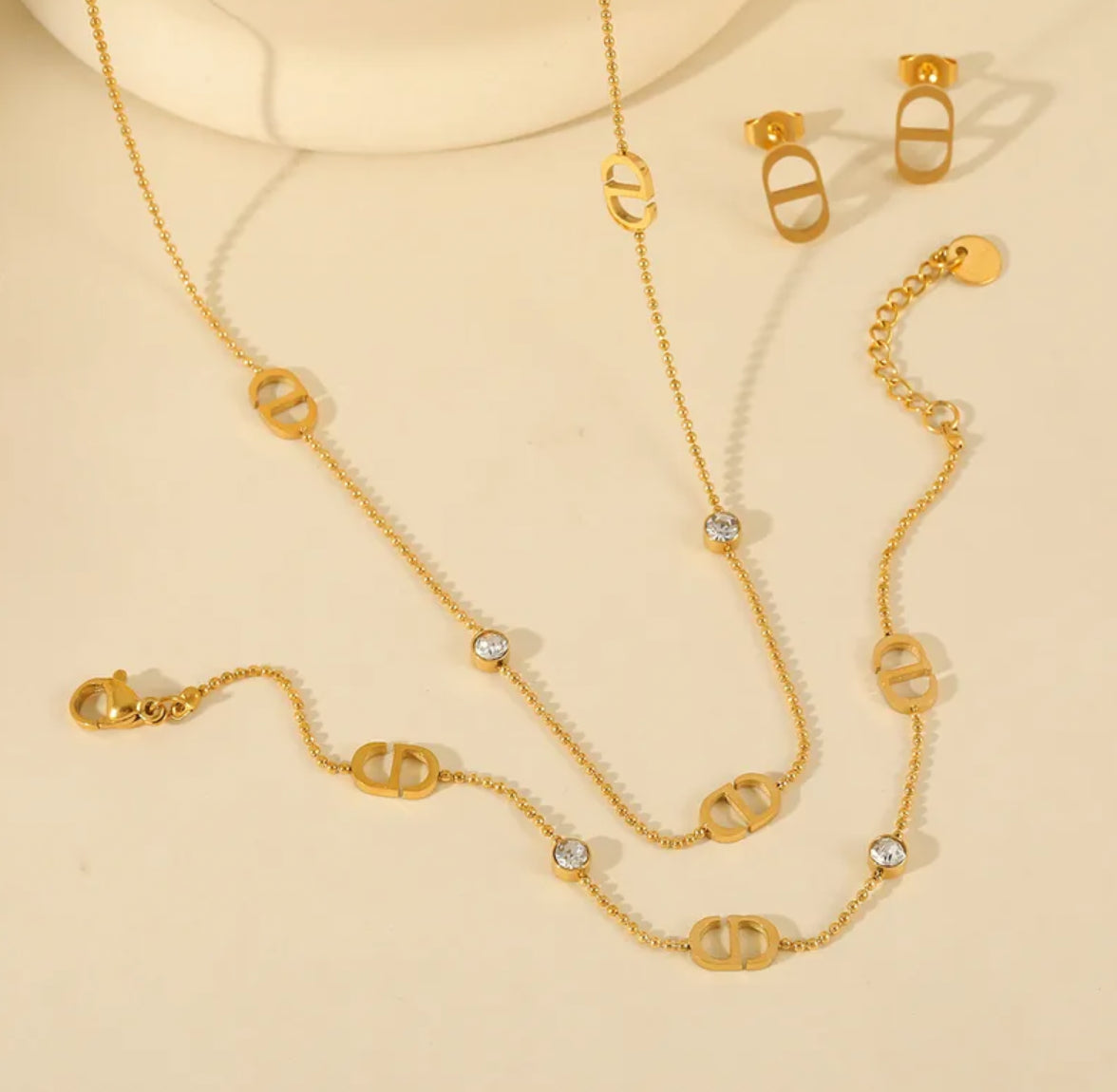 DD 3Tlg. Schmuckset Mit Zikonia Gold