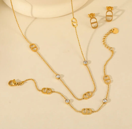 DD 3Tlg. Schmuckset Mit Zikonia Gold
