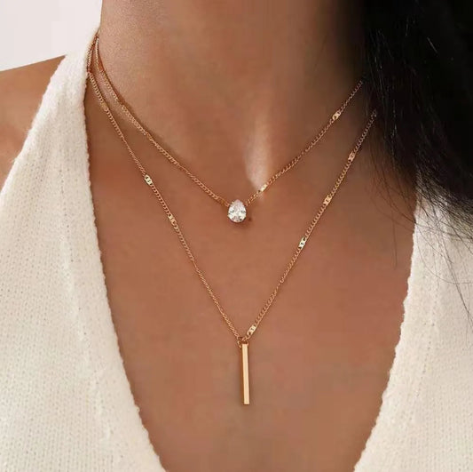 Doppel Kette mit Anhänger Gold