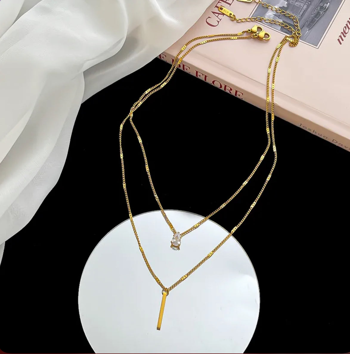 Doppel Kette mit Anhänger Gold