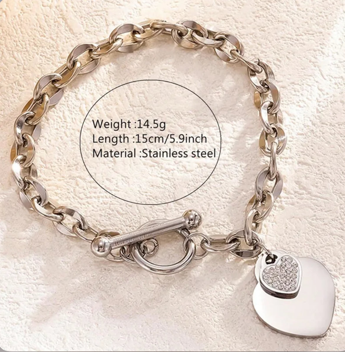 Doppel Herz Charmed Armband mit Strass / Gold und Silber