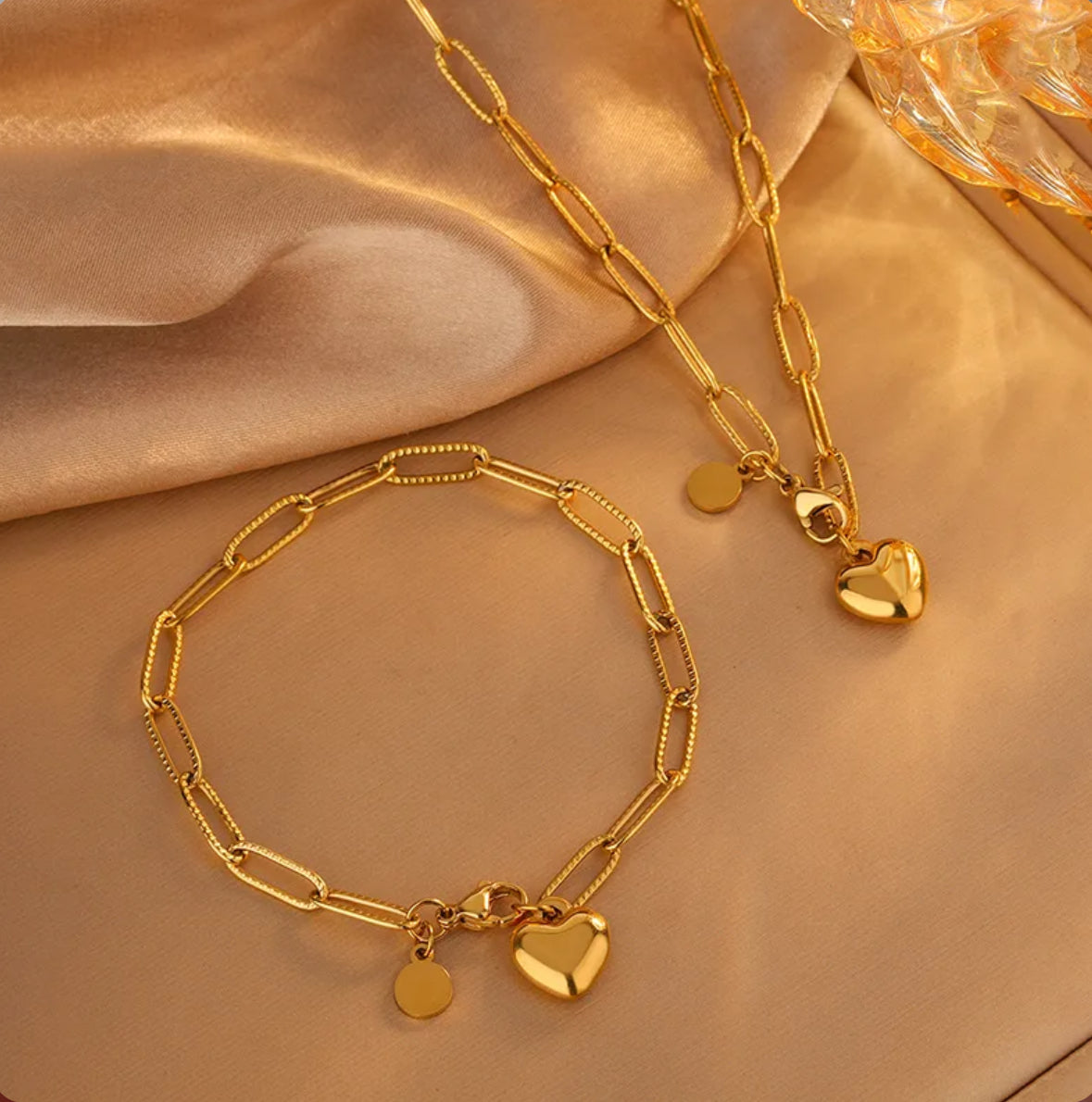 Set Charmed Herz aus Kette und Armband Gold